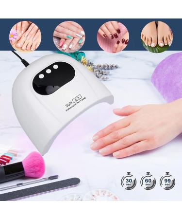88W UV Nail Lamp for Fast Gel Nail Polish Nail Dryer Curing Lamp with 30/60/90S Timers Smart Auto Sensor LED Digital Display for Home and Salon Pure White - Buy Online on GoSupps.com