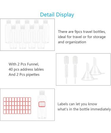 Chifoom 14-Pitch 100ml Empty Flight Set - 9 Plastic Cosmetic Bottles with Funnels & Pipettes for Travel & Camping - Buy Online on GoSupps.com