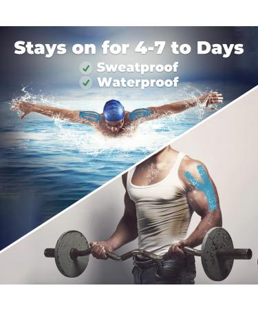 Buy Kinesiology Tape - Hypoallergenic Waterproof Muscle Pain Relief & Joint Support - 3 Rolls Black Blue Pink | International Shipping Available - Buy Online on GoSupps.com