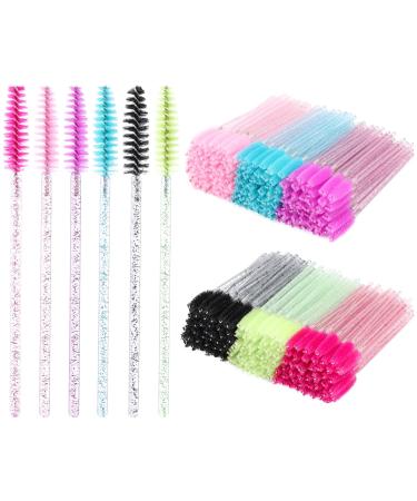 300 Disposable Mascara Wands Eyelash Brush Spoolies for Eye Lash Extension, Eyebrow and Makeup Crystal Tbestmax 6 color-Crystal-300-01