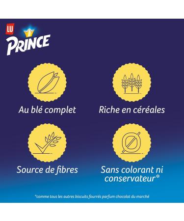 Prince de Lu Chocolat - Chocolate Flavor Filled Biscuit - Whole Wheat - Ideal for Snacks - Pack of 12 Packs of 300 g - Buy Online on GoSupps.com