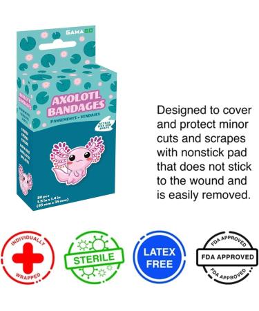 Buy GAMAGO Axolotl Shaped Bandages - Set of 20 Sterile Latex-Free Kids Bandages | Fun First Aid Gift for Kids & Kidults - Buy Online on GoSupps.com