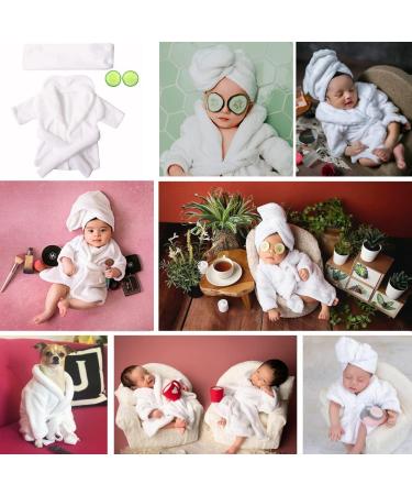 Newborn Photography Props Bathrobe Outfit | Baby Photo Prop Robe Set | Boy Girl Photoshoot Costume 0-6 Months (White) - Buy Online on GoSupps.com