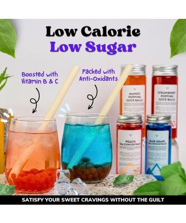 Bubble Tea Kit - Mango & Strawberry with Apple & Strawberry Popping Boba | Serves 6 | Low Calorie & Low Sugar Fruit Tea Concentrate - Buy Online on GoSupps.com