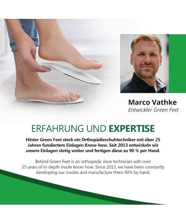 Green Feet Orthopedic Insoles - 5mm Shoe Inserts for Flat Feet Heel Spurs & Arch Support | EU Size 45/46 - Buy Online on GoSupps.com