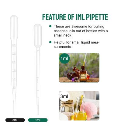 120PCS 1ML Disposable Plastic Transfer Pipettes - Clear Graduated Eye Dropper for Essential Oils, Science Lab, DIY Art - Moveland - Buy Online on GoSupps.com