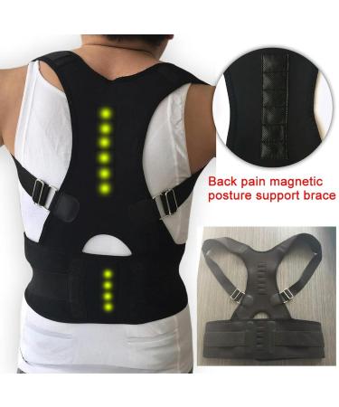Shoulder Scoliosis Orthopedic Back Brace Spine Magnet Support Poor Posture Correction Belt Women Men black M - Buy Online on GoSupps.com