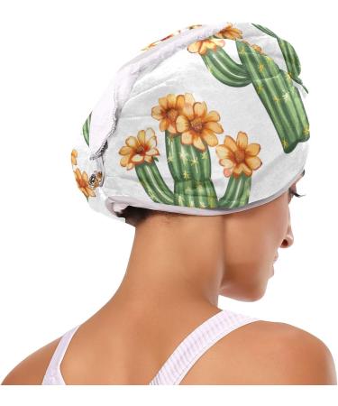 Tropical Cactus Hair Towel 2 Pack | Super Absorbent Quick Dry Hair Turbans for Women & Girls - Buy Online on GoSupps.com