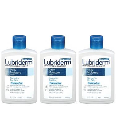 Lubriderm Daily Moisture Lotion Fragrance Free 6 oz (Pack of 3)
