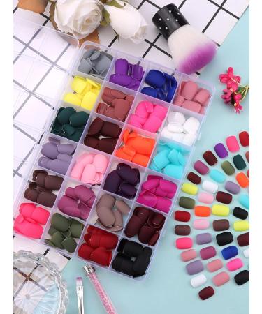 576 Pcs Matte Press on Nails EBANKU Short Acrylic False Nails - 24 Colors Square Fake Nails for Women Girls - Buy Online on GoSupps.com