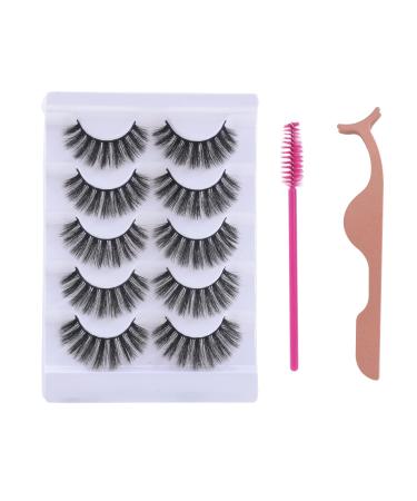 Akara 5 Pairs Wispy Lashes Faux Mink Lashes Natural Look Fluffy Volume Soft False Eyelashes 100% Handmade 3D Lashes Kit Cat Eye Lashes 5-pairs