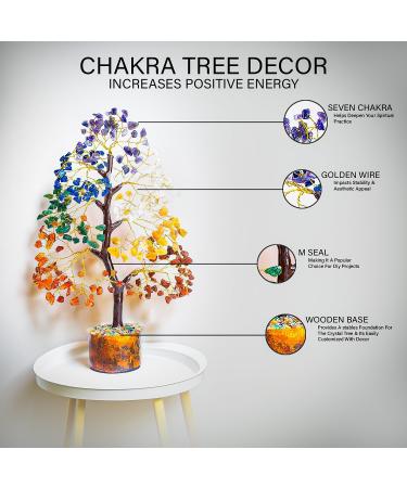 R&P Tree Crystal Seven Chakra Gemstone Feng Shui Figure - 30 cm Bonsai for Wealth Happiness Healing & Balance - Unique Reiki Crystals Decoration & Ornament Gift - Buy Online on GoSupps.com