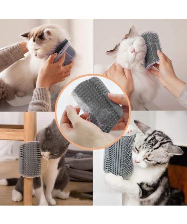 Bobozhong Cat Brush Set - 2 Wall Corner Grooming Brushes for Self-Grooming with Catnip & Screws | Gray Cat Groomer - Buy Online on GoSupps.com