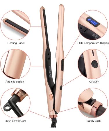 Mini Hair Straightener for Short Hair & Pixies - Adjustable Temperature Flat Iron (Rose Gold) - Buy Online on GoSupps.com