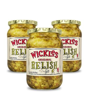 Wickles Pickles Original Relish (3 Pack - 16oz Each) - Dill Pickle Relish - Sweet, Slightly Spicy, Wickedly Delicious