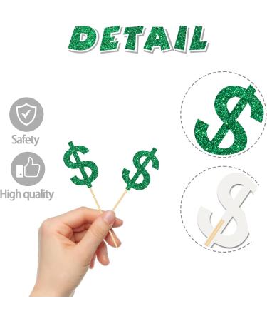 Ambishi 24pcs Dollar Sign Cupcake Toppers American Dollar for Casino Wedding Birthday Festival Party Decoration Light Up Your Casino Party Decor Cake Picks Green Glitter - Buy Online on GoSupps.com