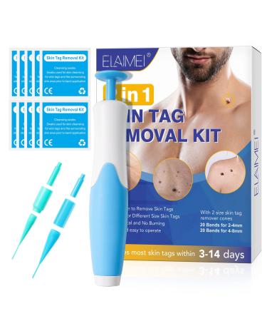 ZBQIEX 2 In 1 Skin Tag Remover Kit for Face Neck & Body Upgraded Auto Fast and Easy Stem Warts Removal Pen for Micro to Large (2mm-8mm) with 40 Removal Bands 10 Cleansing Wipes Safe and Painless