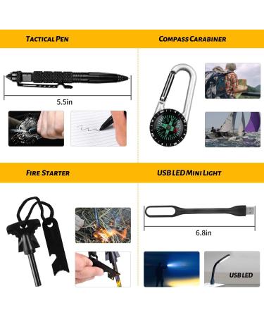 ANTARCTICA Emergency Survival Gear Kit 60-in-1 with Bracelet, Whistle, Flashlight - Camping, Hiking, Climbing Car Essentials - Buy Online on GoSupps.com