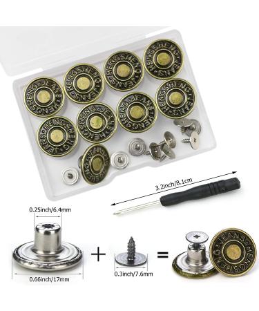 Instant Jeans Buttons Replacement Set | No Sew | 17MM Metallic | With Tool - Buy Online on GoSupps.com