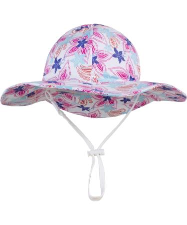 LANGZHEN Baby Girls Beach Sun Hat with Chin Strap | Adjustable Toddler Kids Wide Brim Summer Play Hat | Maple Leaves Design | 1-2 Years - Buy Online on GoSupps.com