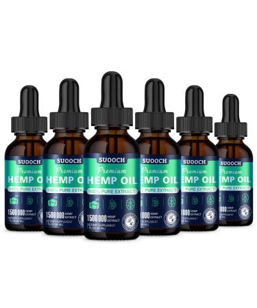 Hemp Oil Drops-Maximum Strength Pure Extract Orginic Hemp Seed Oil Maintains Health 6 Pack