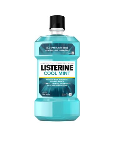 Listerine Cool Mint Antiseptic Mouthwash Essential Oils Menthol Thymol Eucalpytol - Plaque Bad Breath Gingivitis 1L Mouthwash Cool Mint