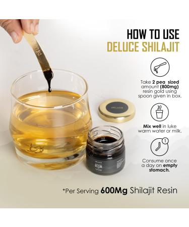 Deluce Himalayan Shilajit Resin Gold (30g) | 600mg Premium Shilajit with KSM-66 Ashwagandha Safed Musli Gokshura | Strength Stamina & Immunity Support | Lab-Tested Vegan Gold Grade - Buy Online on GoSupps.com