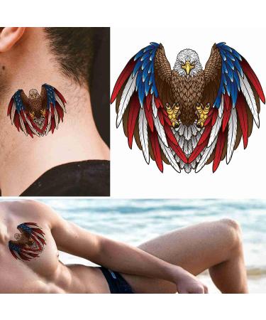 Dopetattoo America Flag 6 Sheets Temporary Tattoos - Eagle and July 4th Independence Day Design for Men and Women - Buy Online on GoSupps.com