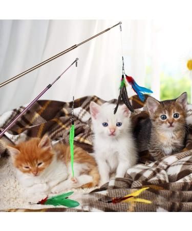 Bojafa Cat Toys for Indoor Cats Adult: Interactive Kitten Feather Wand Toys 15 Pcs Cat Teaser Toys - Buy Online on GoSupps.com