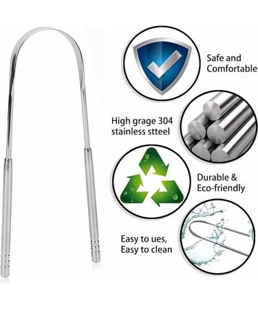 2-Pack Medical Grade Stainless Steel Tongue Scrapers for Fresh Breath - Reduce Bad Breath with Metal Tongue Cleaner - Buy Online on GoSupps.com