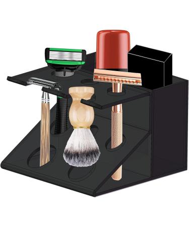 Premium Acrylic Shaver Holder & Brush Stand | Stylish Transparent Organizer for Razors & Shaving Essentials - Compact Makeup Storage - Buy Online on GoSupps.com