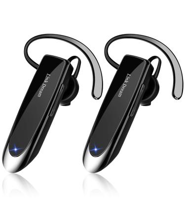 Link Dream Bluetooth Earpiece for Cell Phone Hands Free Wireless Headset Noise Cancelling Mic 24Hrs Talking 1440Hrs Standby Compatible with iPhone Android for Driver Trucker (2 Pack)