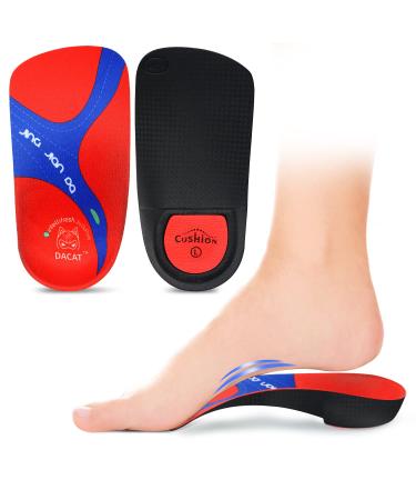 Plantar Fasciitis Arch Support Insoles - Deep Heel Cup for Plantar Fasciitis  Heel Spur - 3/4 Firm Orthotic Inserts for Flat Feet  Over Pronation  Fallen Arch  Heel Pain Red L:(Men9-11/Women10-12)