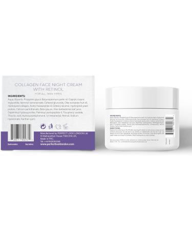Perfect Look London Collagen Specialist Night Face Cream - Firming & Hydrating Anti-Wrinkle Formula with Marine Peptide, Retinol, Hyaluronic Acid & Vitamin B5 - 50ml - Buy Online on GoSupps.com