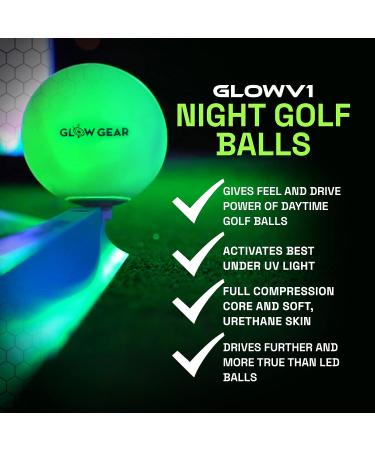 GlowGear Golf GlowV1 Night Golf Balls - Full Compression Core - Ultra Bright Glow - Men and Women - 12 or 6 Count Pack - UV Light Source Required - Buy Online on GoSupps.com