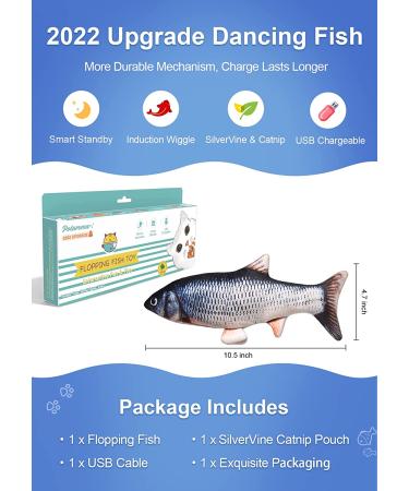 Potaroma 10.5 Flopping Fish Toy - Interactive Cat & Dog Kicker - 2022 Upgrade with Catnip for Exercise - Buy Online on GoSupps.com