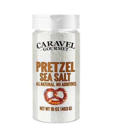 Pretzel Sea Salt - Premium All Natural Coarse Food Grade Topping for Pretzels, Bagels & Breads - No Additives by Sea Salt Superstore Pretzel Grain 1 Pound (Pack of 1)