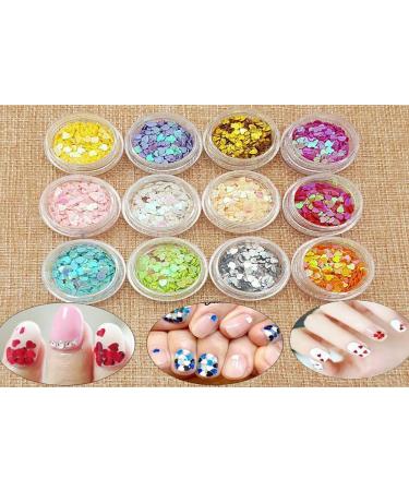 YesLady Nail Art Charms: Heart Shape Glitter Slime Flakes - 12 Colors - Buy Online on GoSupps.com