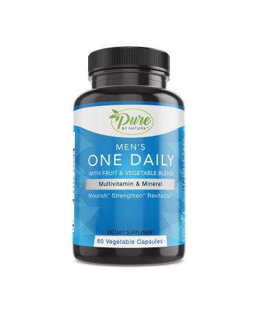 Pure By Nature One-Daily Multivitamin for Men Immune Support Supplement with Non-GMO Ingredient Vitamin & Minerals for Energy 60 Veggie Capsules 60 Count (Pack of 1) - Buy Online on GoSupps.com