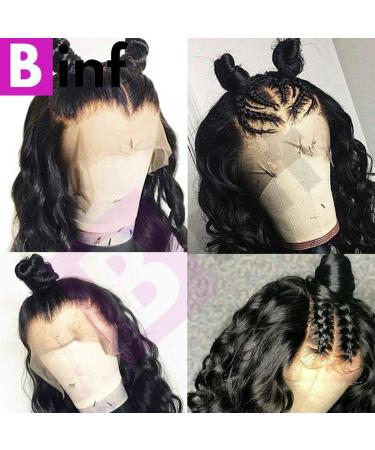 BINF 26 Inch Loose Deep Wave Lace Front Wig - Brazilian Virgin Human Hair, HD Frontal, Pre Plucked, Natural Color - Afro Black, Glueless for Women - Buy Online on GoSupps.com