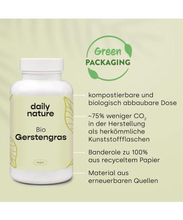 Buy Dailynature Organic Barley Grass Capsules - 1500mg | 180 Capsules | HACCP Certified | Biodegradable Packaging | Made in Germany - International Shipping - Buy Online on GoSupps.com