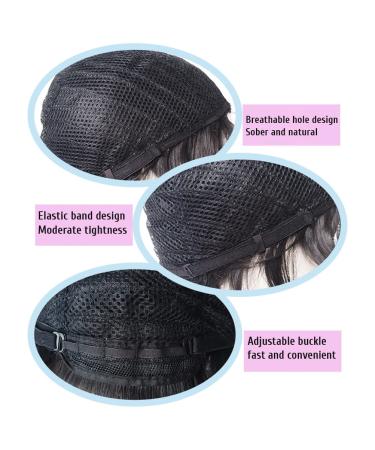 Supyini 12-Inch Black Wig with Fringe - 100% Brazilian Afro Real Hair No Lace Front Smooth PU Fake Scalp for Women - Buy Online on GoSupps.com