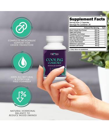 Natural Menopause & PMS Relief Supplement - Herbal Hormonal Balance Estrogen-Free for Night Sweats & Mood Swings - USA Made 60 Capsules - Buy Online on GoSupps.com
