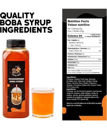 Syrup for Bubble Tea | 12 Ounces (354 ML) | Brown Sugar Boba Flavored Syrup for Tapioca Pearls and Desserts (Passionfruit) - Buy Online on GoSupps.com