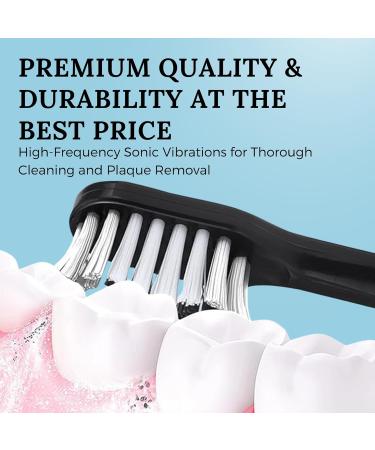 Electric Toothbrush for Adults - Sonic Waterproof 15 Modes Replaceable Heads | Rechargeable Plaque Remover with Charging Base & Travel Cap - Buy Online on GoSupps.com