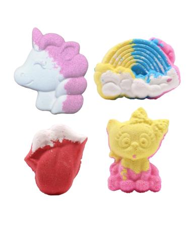 Kids Bath Bomb Gift Set 4 Shapes 4 Scents Made in UK Cruelty-Free Vegan