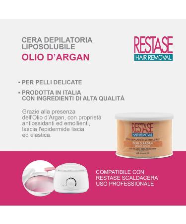 RESTASE Fat-Soluble Depilatory Wax with Argan Oil for Delicate Skin - 400ml Made in Italy | International Shipping Available - Buy Online on GoSupps.com