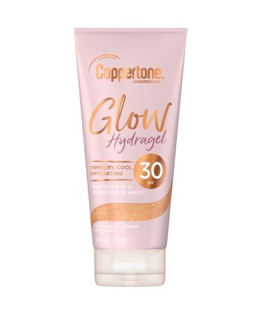 Coppertone Glow Hydragel SPF 30 Sunscreen Lotion with Shimmer, Broad Spectrum UVA/UVB Protection, Water-Resistant, Non-Greasy, Free of Parabens, PABA, Phthalates, Oxybenzone, 4.5 Fl Oz