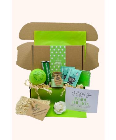 Pamper Hamper Gift Box Mother's Day Happy Birthday Thank You or Thinking of You Self Care Gift for Women by Inside the Box Gifts (Mint)