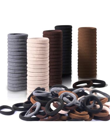 120 Pcs Thick Seamless Hair Ties  Hair Ties for Women  Girls Hair Ties for Thick Hair Seamless Hair Ties No Damage (Brunette Brown Set)